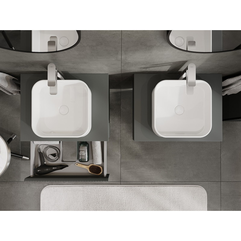 Mexen Rivel dulap baie sub chiuvetă 60 cm cu blat, 1 sertar, canelat, grafit mat - 91A20-06023-1-BFC66
