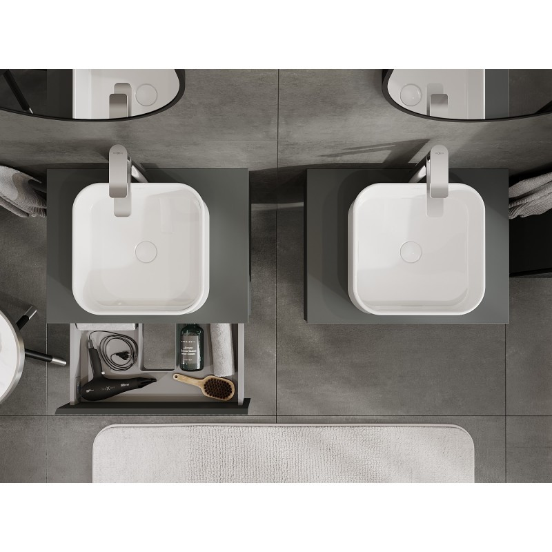 Mexen Rivel dulap de baie sub chiuvetă 60 cm cu blat, 1 sertar, canelat, grafit mat - 91A20-06023-1-BFC66