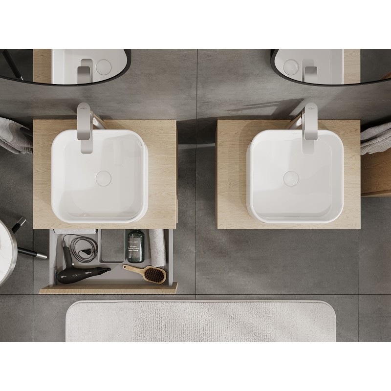 Mexen Rivel dulap baie sub lavoar 60 cm cu blat, 1 sertar, canelat, stejar - 91A20-06023-1-BFC81