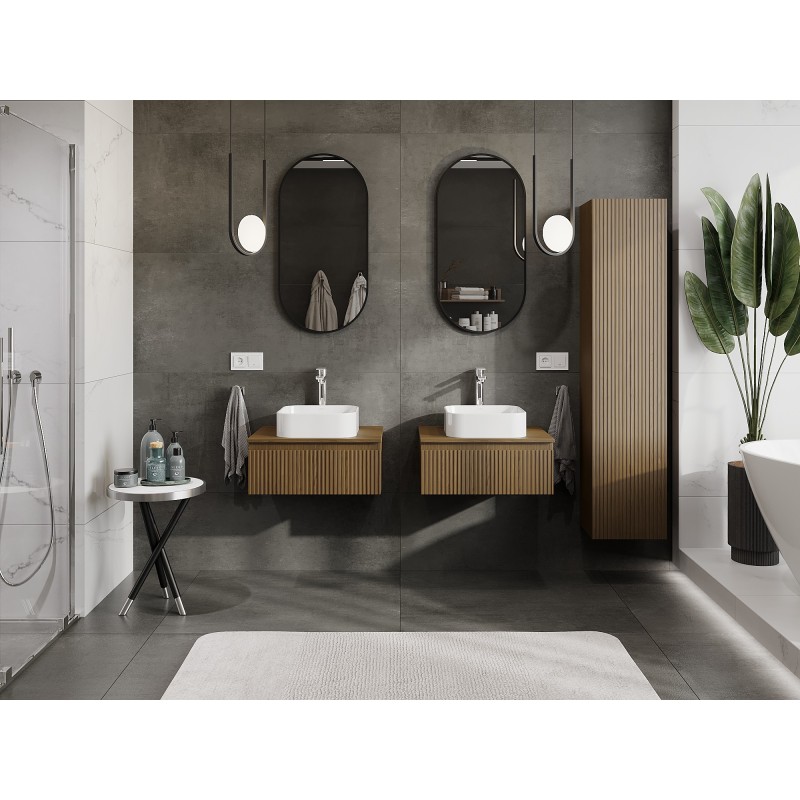 Mexen Rivel dulap baie sub chiuvetă 60 cm cu blat, 1 sertar, structurat, nuc - 91A20-06023-1-BFC86