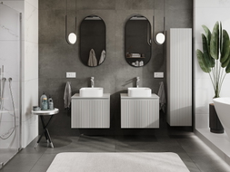 Mexen Rivel dulap baie sub lavoar 60 cm cu blat, 1 sertar, riflat, gri mat - 91A20-06047-1-BFC62