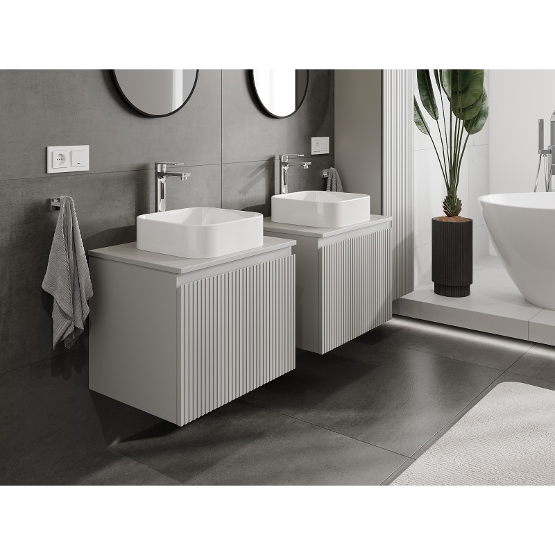 Mexen Rivel dulap pentru baie sub chiuvetă de 60 cm cu blat, 1 sertar, texturat, gri mat - 91A20-06047-1-BFC62