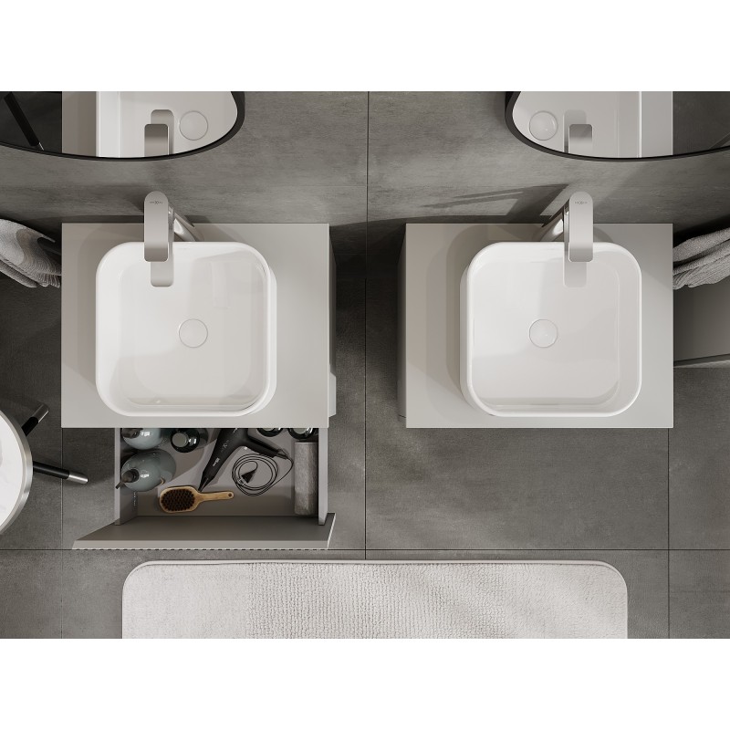 Mexen Rivel dulap pentru baie sub chiuvetă de 60 cm cu blat, 1 sertar, texturat, gri mat - 91A20-06047-1-BFC62