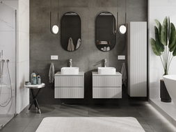 Mexen Rivel dulap baie sub chiuvetă 60 cm cu blat, 2 sertare, canelat, gri mat - 91A20-06047-2-BFFC62
