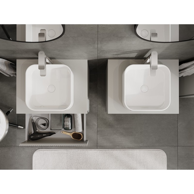 Mexen Rivel dulap baie sub chiuvetă 60 cm cu blat, 2 sertare, canelată, gri mat - 91A20-06047-2-BFFC62