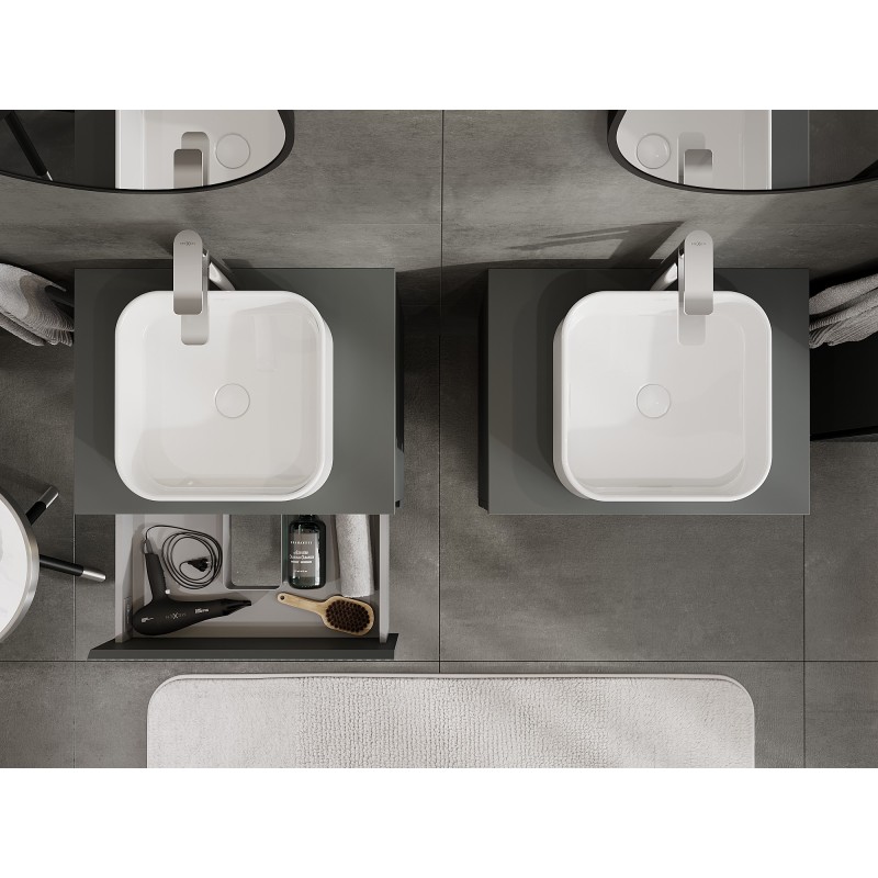 Mexen Rivel dulap baie sub chiuvetă 60 cm cu blat, 2 sertare, canelat, grafit mat - 91A20-06047-2-BFFC66