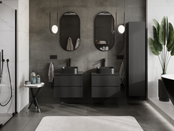 Mexen Rivel dulap baie sub lavoar 60 cm cu blat, 2 sertare, canelat, negru mat - 91A20-06047-2-BFFC71