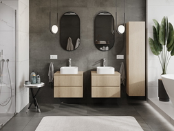 Mexen Rivel dulap de baie sub chiuvetă 60 cm cu blat, 2 sertare, canelat, stejar - 91A20-06047-2-BFFC81