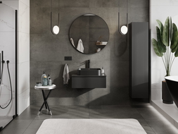 Mexen Rivel dulap baie sub chiuvetă 70 cm cu blat, 1 sertar, structurat, negru mat - 91A20-07023-1-BFC71