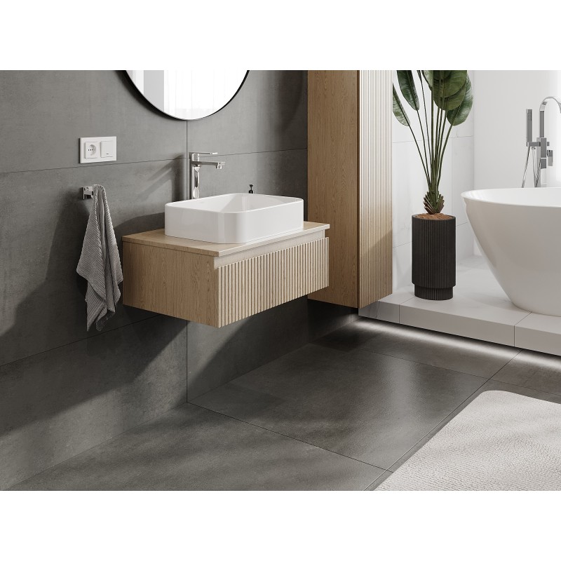 Mexen Rivel dulap baie sub chiuvetă 70 cm cu blat, 1 sertar, canelat, stejar - 91A20-07023-1-BFC81