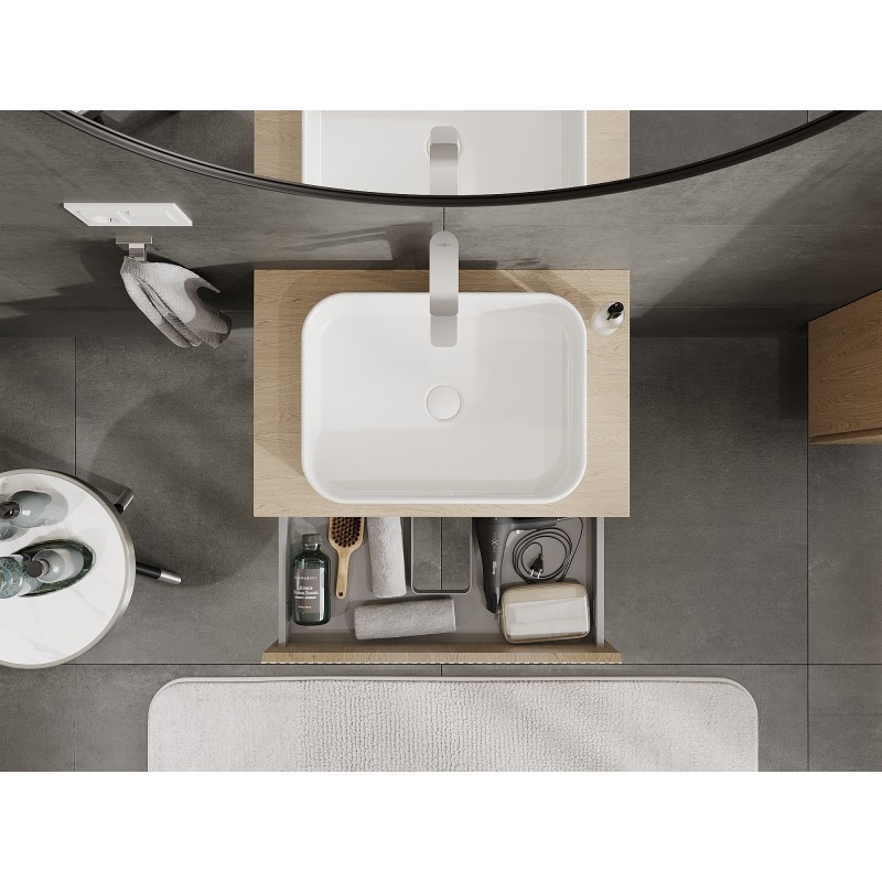 Mexen Rivel dulap baie sub chiuvetă 70 cm cu blat, 1 sertar, canelat, stejar - 91A20-07023-1-BFC81