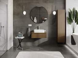 Mexen Rivel dulap baie pentru lavoar 70 cm cu blat, 1 sertar, riflat, nuc - 91A20-07023-1-BFC86