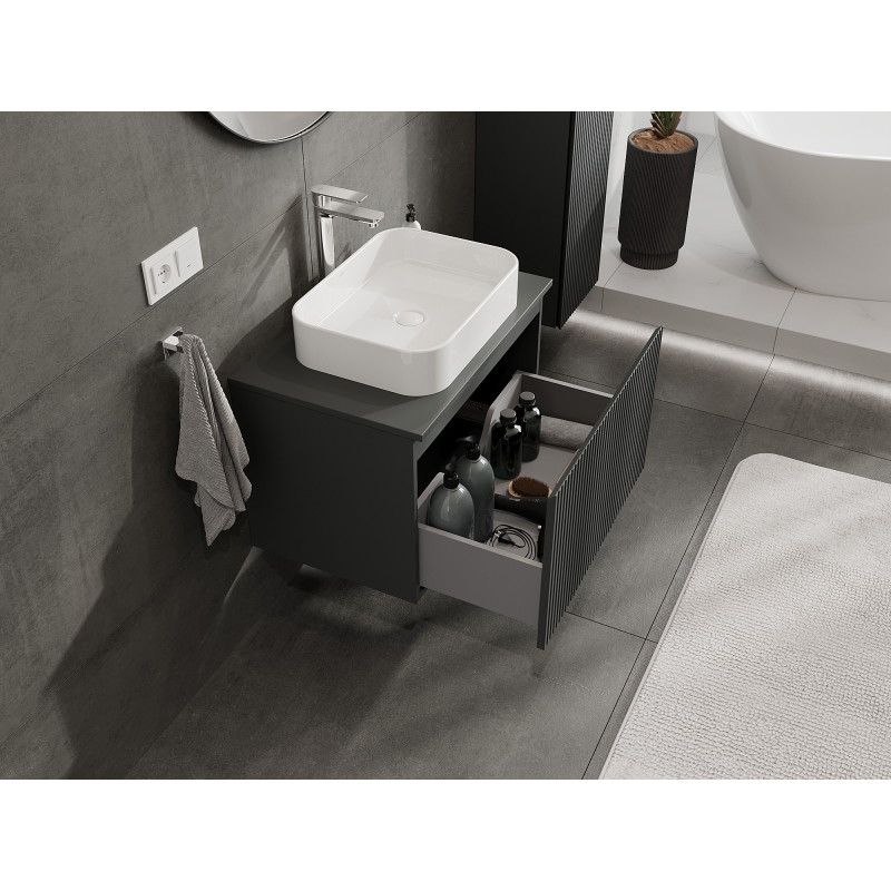 Mexen Rivel dulap baie sub chiuvetă 70 cm cu blat, 1 sertar, reliefat, grafit mat - 91A20-07047-1-BFC66