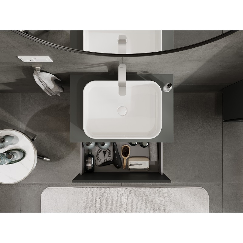 Mexen Rivel dulap baie sub chiuvetă de 70 cm cu blat, 1 sertar, canelat, grafit mat - 91A20-07047-1-BFC66