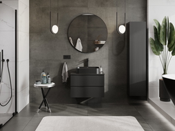 Mexen Rivel 70 cm-es mosdószekrény lapos tetővel, 2 fiókkal, barázdált, fekete matt - 91A20-07047-2-BFFC71