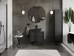 Mexen Rivel dulap baie cu blat de 70 cm, 2 sertare, riflat, negru mat - 91A20-07047-2-BFFC71