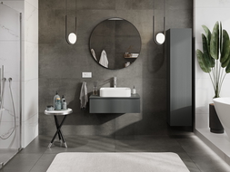 Mexen Rivel 80 cm-es fürdőszobai szekrény mosdó alá lappal, 1 fiók, bordázott, matt grafit - 91A20-08023-1-BFC66