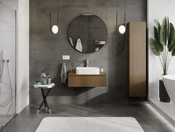 Mexen Rivel dulap baie sub lavoar 80 cm cu blat, 1 sertar, canelat, nuc - 91A20-08023-1-BFC86