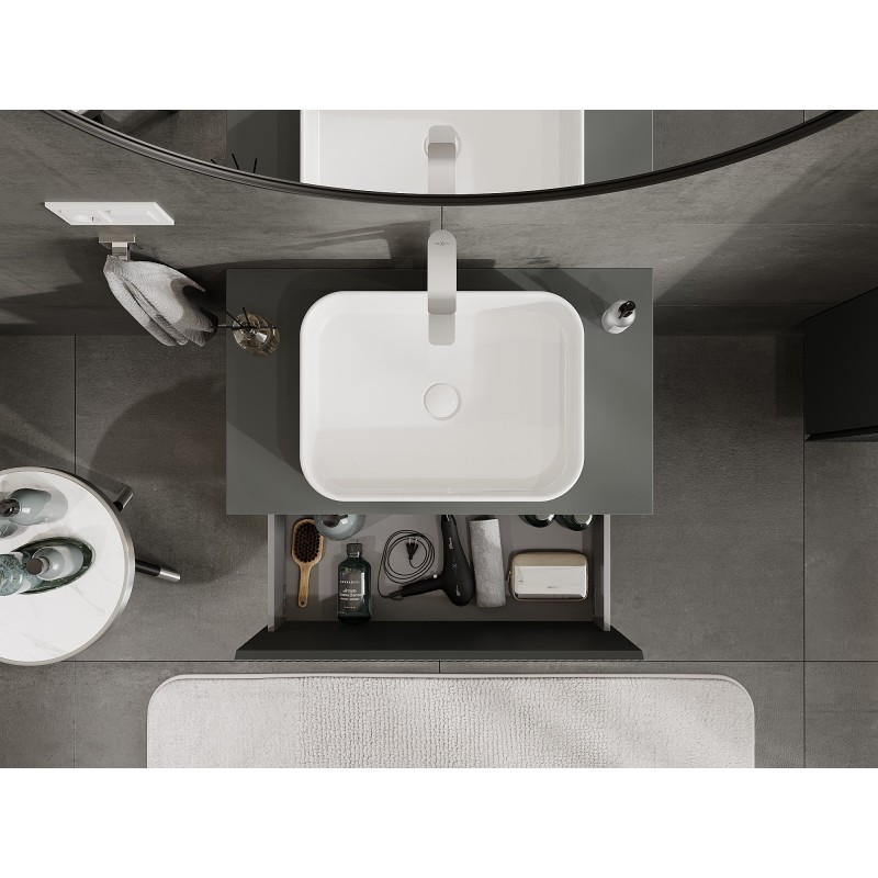 Mexen Rivel dulap baie sub-lavoar 80 cm cu blat, 1 sertar, canelat, grafit mat - 91A20-08047-1-BFC66