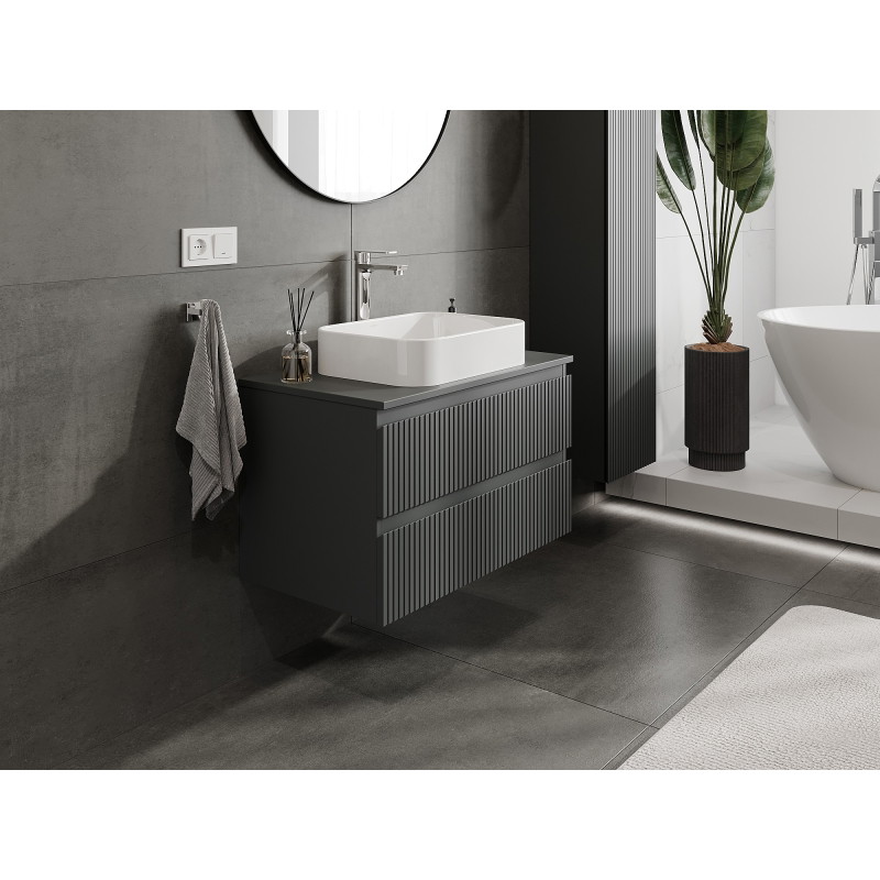 Mexen Rivel dulap baie sub chiuvetă 80 cm cu blat, 2 sertare, canelat, grafit mat - 91A20-08047-2-BFFC66