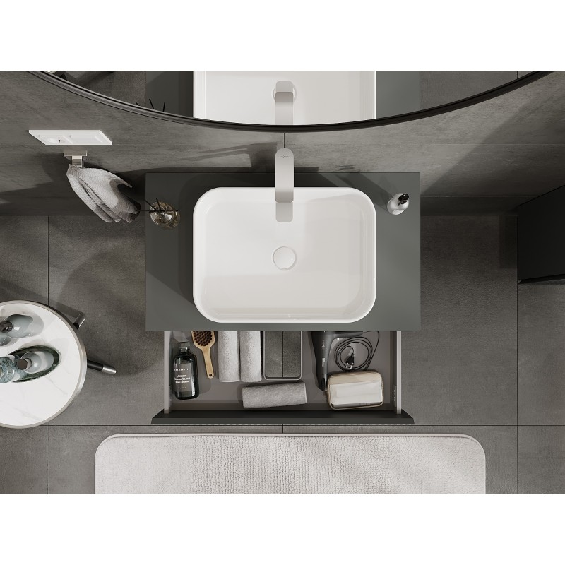 Mexen Rivel dulap baie sub chiuvetă 80 cm cu blat, 2 sertare, riflat, grafit mat - 91A20-08047-2-BFFC66