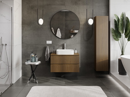 Mexen Rivel dulap pentru baie sub lavoar 80 cm cu blat, 2 sertare, cu caneluri, nuc - 91A20-08047-2-BFFC86