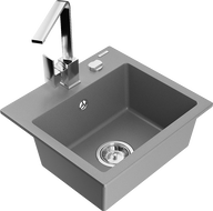 Mexen Milo gránit mosogató 1-medencés konyhai csapteleppel, szürke - 6505-71-670300-00