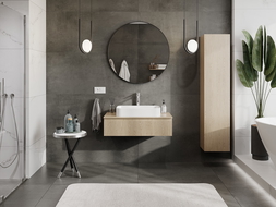 Mexen Rivel dulap de baie sub chiuvetă 90 cm cu blat, 1 sertar, riflat, stejar - 91A20-09023-1-BFC81