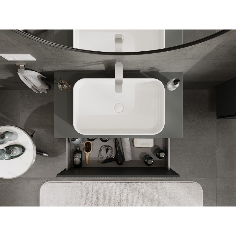 Mexen Rivel dulap baie sub lavoar 90 cm cu blat, 1 sertar, canelat, grafit mat - 91A20-09047-1-BFC66