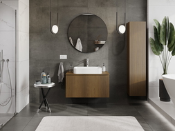 Mexen Rivel dulap baie sub lavoar 90 cm cu blat, 1 sertar, canelat, nuc - 91A20-09047-1-BFC86