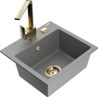 Mexen Milo 1-medencés gránit mosogató Rita konyhai csappal, szürke - 6505-71-670300-50