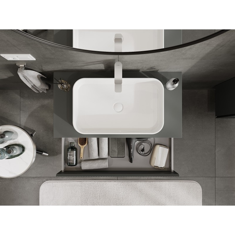 Mexen Rivel dulap de baie cu mască de 90 cm cu blat, 2 sertare, canelată, grafit mat - 91A20-09047-2-BFFC66