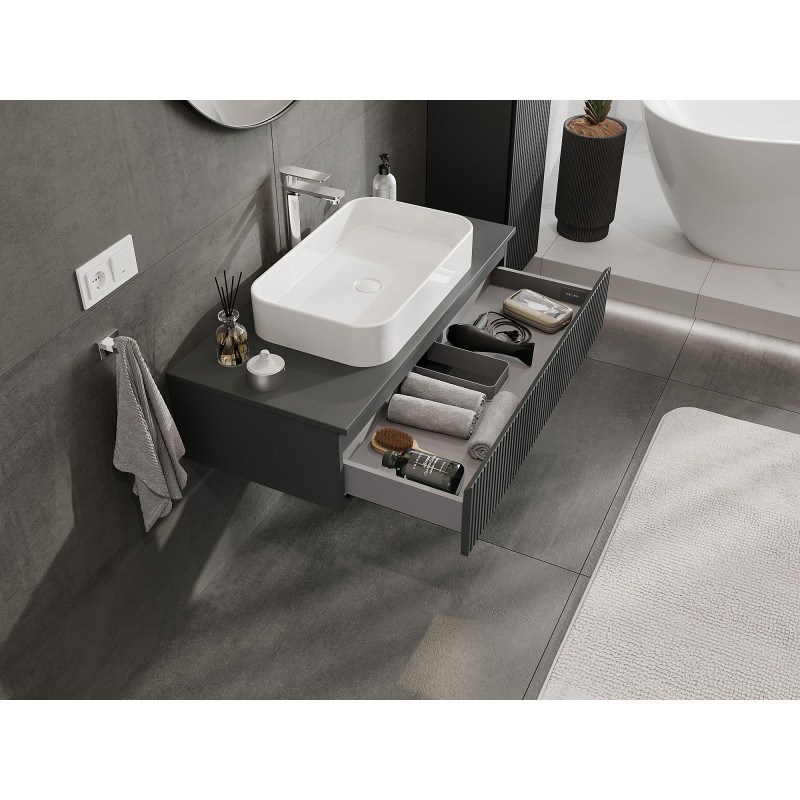 Mexen Rivel dulap baie sub chiuvetă 100 cm cu blat, 1 sertar, striat, grafit mat - 91A20-10023-1-BFC66