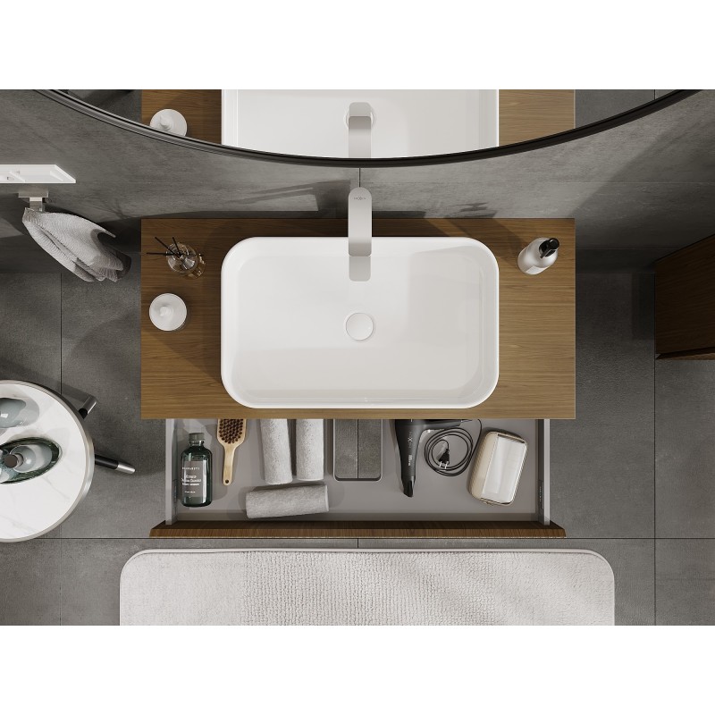 Mexen Rivel dulap baie sub chiuvetă 100 cm cu blat, 1 sertar, șanfrenat, nuc - 91A20-10023-1-BFC86