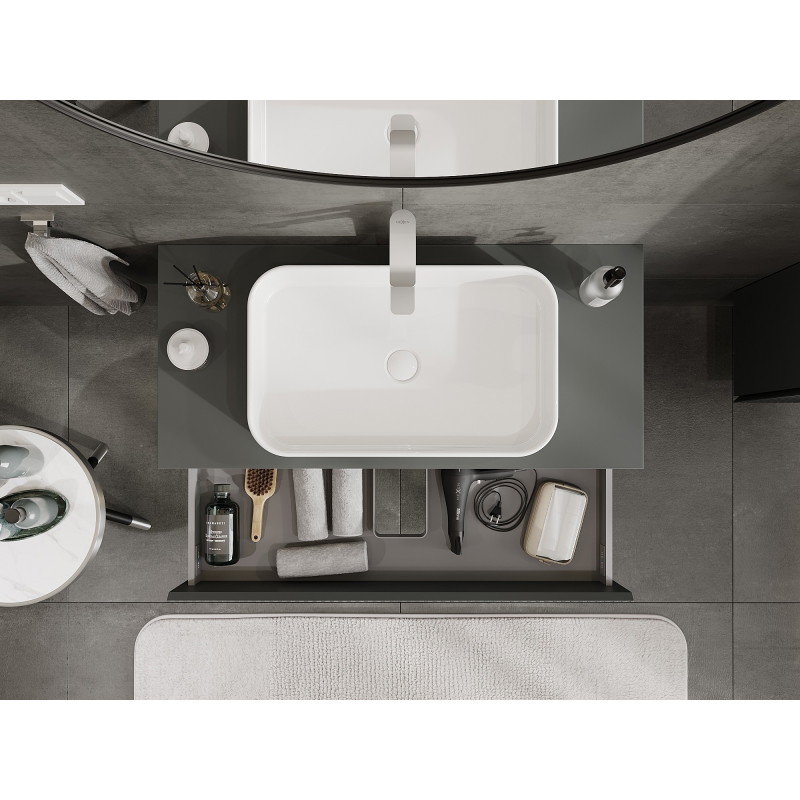 Mexen Rivel dulap baie pentru lavoar 100 cm cu blat, 2 sertare, riflat, grafit mat - 91A20-10047-2-BFFC66