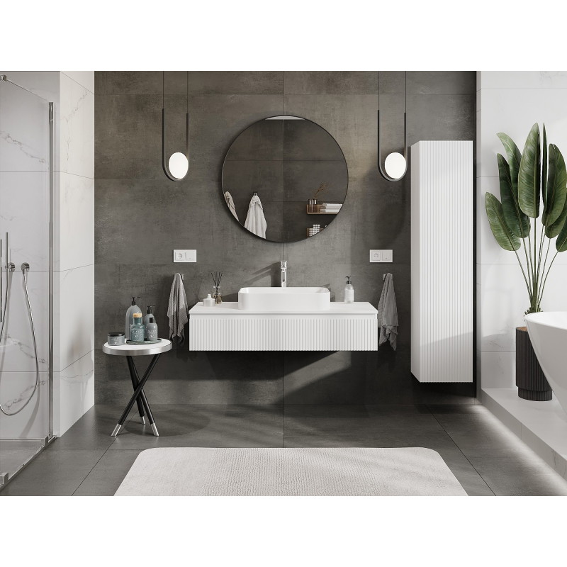 Mexen Rivel dulap baie sub chiuvetă 120 cm cu blat, 1 sertar, cu fațadă profilată, alb mat - 91A20-12023-1-BFC01