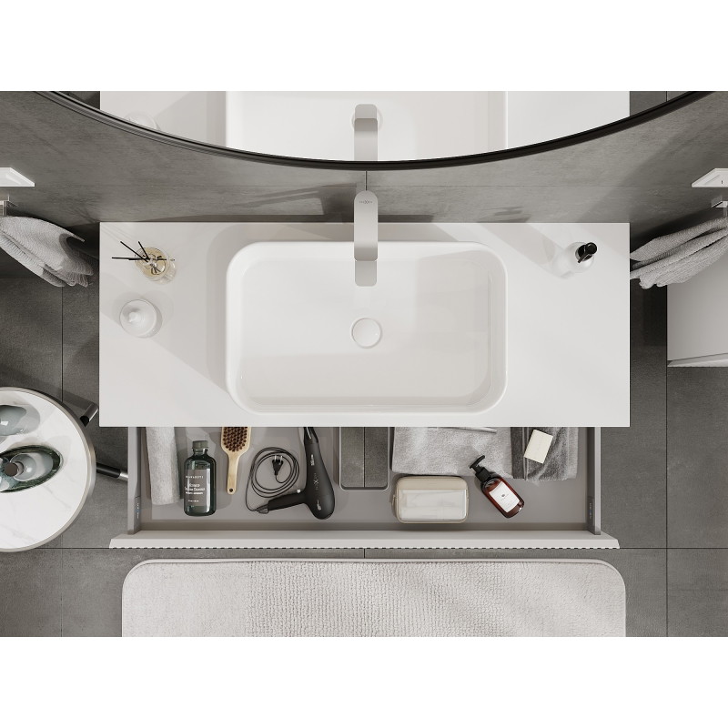 Mexen Rivel dulap baie sub chiuvetă 120 cm cu blat, 1 sertar, cu fațadă profilată, alb mat - 91A20-12023-1-BFC01
