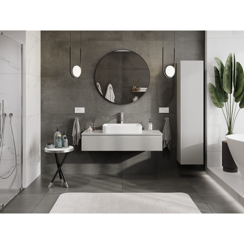 Mexen Rivel dulap de baie sub chiuvetă 120 cm cu blat, 1 sertar, canelat, gri mat - 91A20-12023-1-BFC62