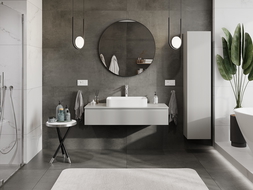 Mexen Rivel fürdőszobai mosdószekrény 120 cm munkalappal, 1 fiók, bordázott, szürke matt - 91A20-12023-1-BFC62