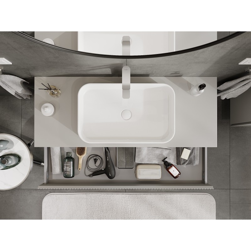 Mexen Rivel dulap de baie sub chiuvetă 120 cm cu blat, 1 sertar, canelat, gri mat - 91A20-12023-1-BFC62