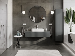 Mexen Rivel 120 cm-es fürdőszobai mosdószekrény munkalappal, 1 fiók, bordázott, matt grafit - 91A20-12023-1-BFC66