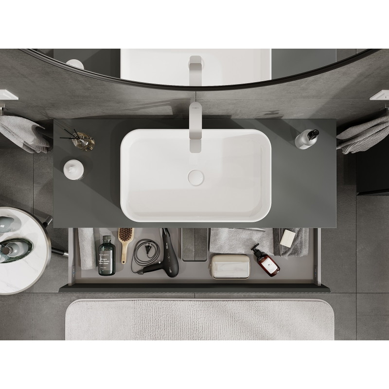 Mexen Rivel dulap de baie sub lavoar 120 cm cu blat, 1 sertar, cu striații, grafit mat - 91A20-12023-1-BFC66