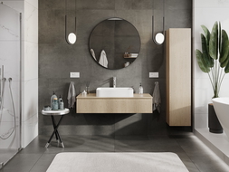 Mexen Rivel dulap baie sub lavoar 120 cm cu blat, 1 sertar, canelat, stejar - 91A20-12023-1-BFC81