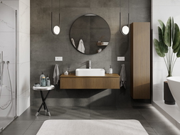 Mexen Rivel dulap lavoar baie 120 cm cu blat, 1 sertar, canelat, nuc - 91A20-12023-1-BFC86