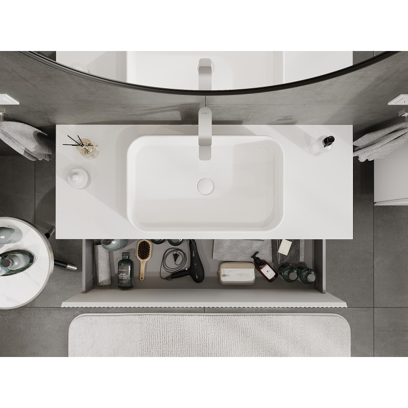Mexen Rivel dulap baie pentru chiuvetă 120 cm cu blat, 1 sertar, cu relief, alb mat - 91A20-12047-1-BFC01