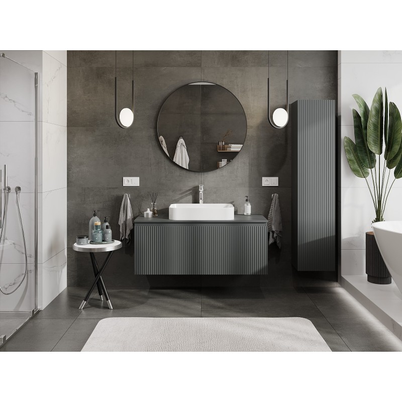 Mexen Rivel dulap baie sub chiuvetă 120 cm cu blat, 1 sertar, canelat, mat grafit - 91A20-12047-1-BFC66