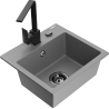 Mexen Milo chiuvetă de granit cu 1 cuvă cu baterie de bucătărie Rita, gri - 6505-71-670300-70-B