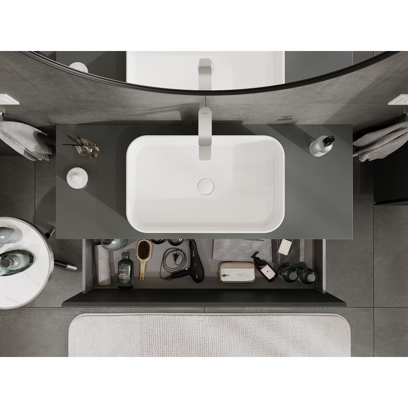 Mexen Rivel dulap baie sub chiuvetă 120 cm cu blat, 1 sertar, canelat, mat grafit - 91A20-12047-1-BFC66