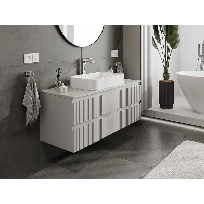 Mexen Rivel dulap de baie sub lavoar 120 cm cu blat, 2 sertare, canelată, gri mat - 91A20-12047-2-BFFC62