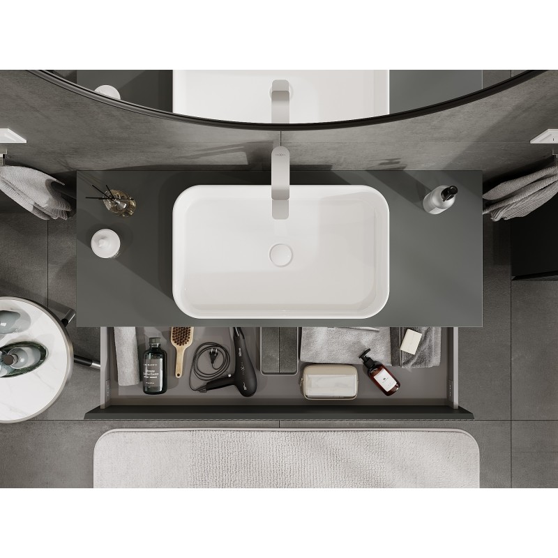 Mexen Rivel dulap baie de 120 cm cu blat, 2 sertare, cu caneluri, grafit mat - 91A20-12047-2-BFFC66